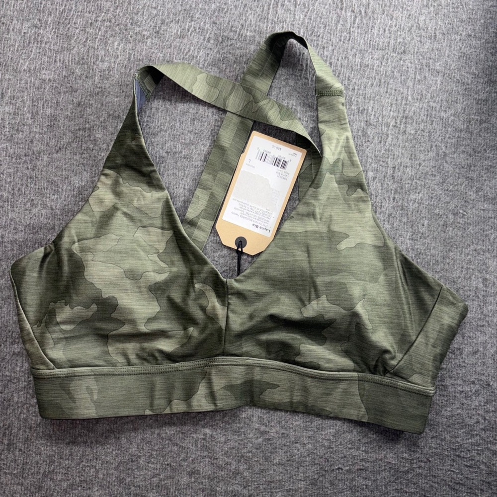 Prana Layna Bra Sage Camo Green Sports Bra Yoga Cross Back 1963331 Large NWT